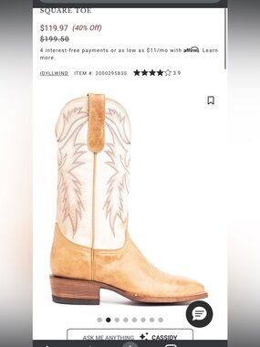 Idyllwind Ivory & Tan Western Cowboy Boot